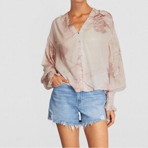 AllSaints Stella Ume Floral Blouse, Petal Pink